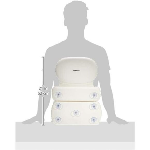 Bath Tub Neck Pillow with Suction Cups Waterproof 3-Panel Off-white Polyester - Picture 6 of 8